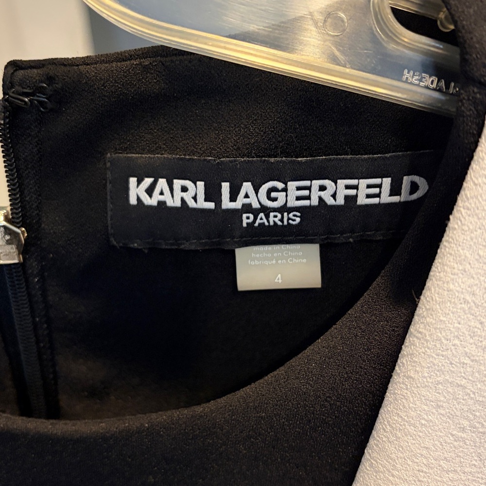 Karl Lagerfeld Black Dress with White Asymmetrical Ruffle - Picture 4 of 4